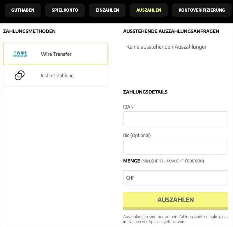 Swiss4Win wypłaty i metody płatności – Jak złożyć wniosek o wypłatę - krok po kroku